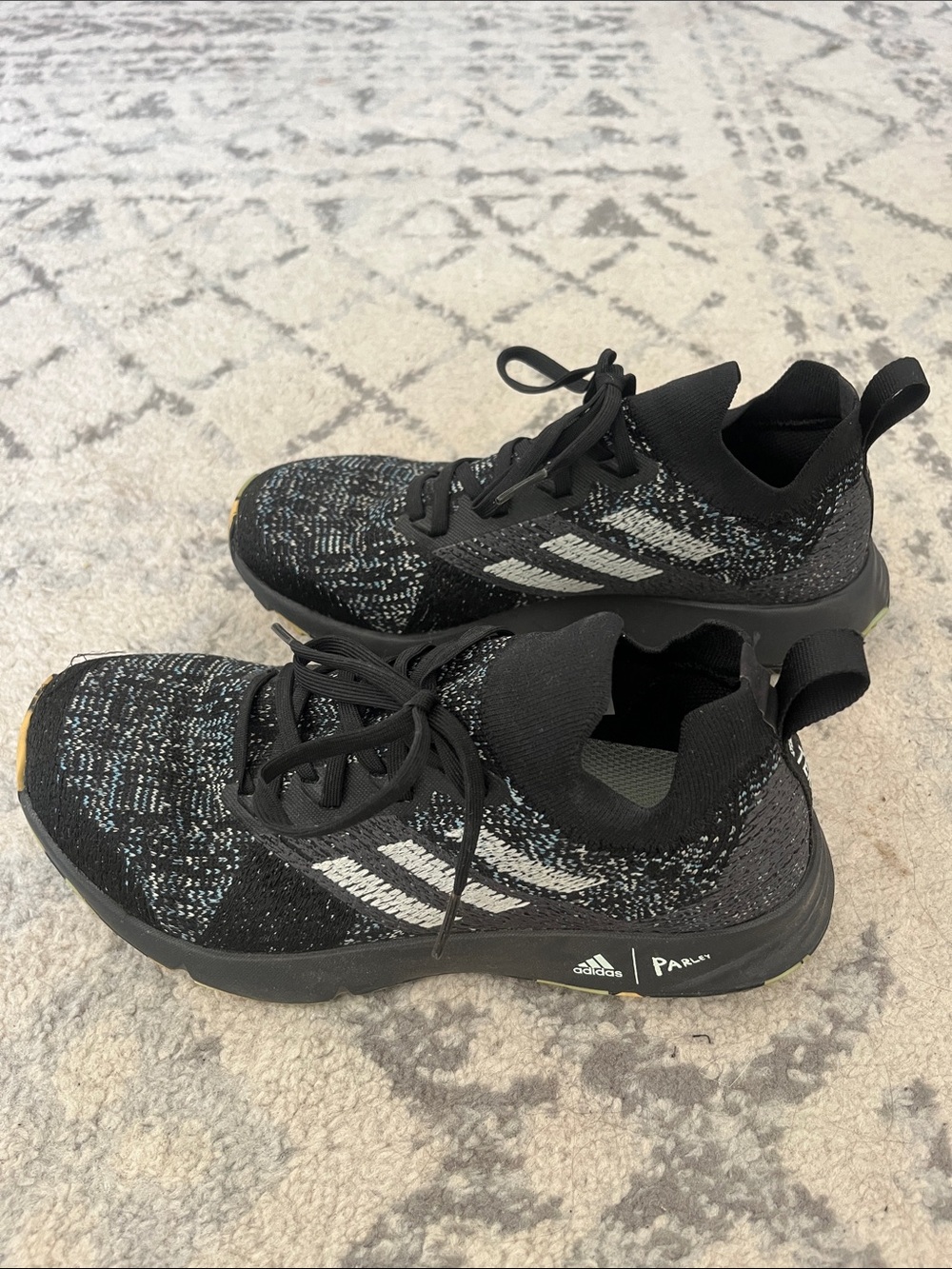 adidas Black and White Knit Running Shoes